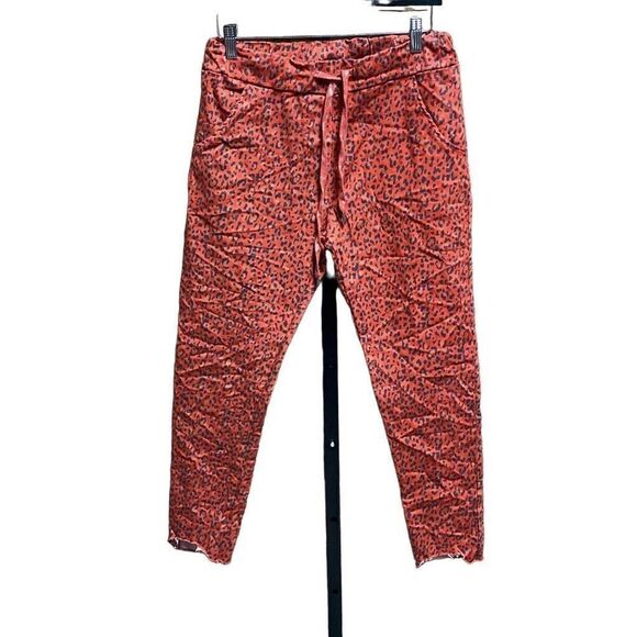 Three Hearts Burnt Orange Leopard Ankle Pants One Size NWT - Picture 1 of 7